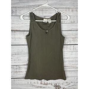 Vintage Route 66 Ribbed Tank Top Green Grunge Y2K Punk Knit Medium Gorpcore Goth